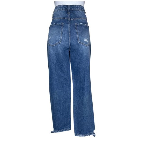 Windsor Women's Jay High-Rise Destructed Light Wash Stretch Wide Leg Jeans 11 - Picture 4 of 15